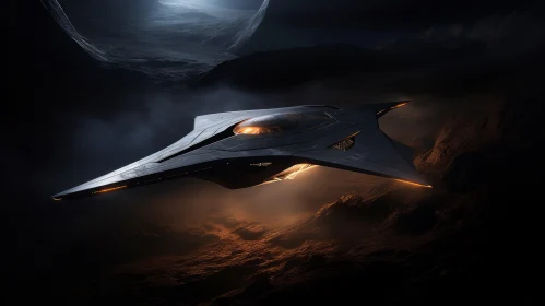 Futuristic Spaceship in the Night Sky - Streamline Elegance