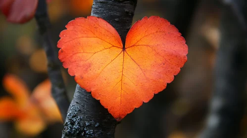 Heart-Shaped Leaf on Branch