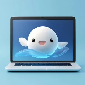 Adorable Cartoon Figure on Computer Screen
