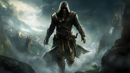 Hooded Warrior: A Fantasy Assassin's Stance