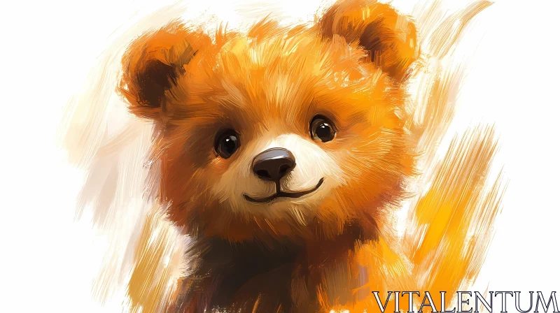 Cute Bear Portrait in Warm Tones AI Image