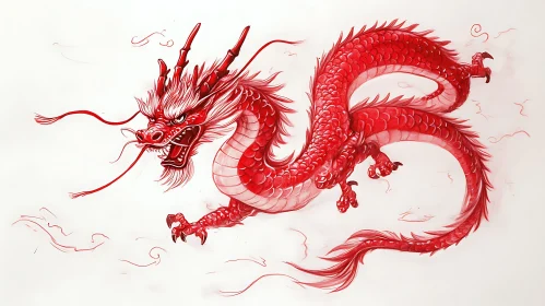 Crimson Dragon in Flight