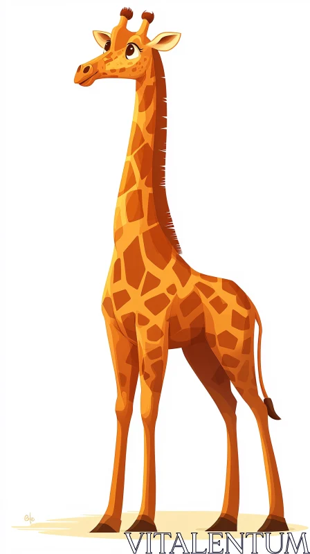 Playful Giraffe Cartoon Art AI Image