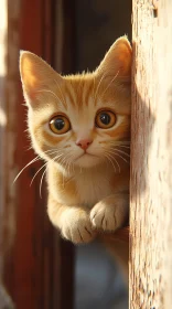 Playful Ginger Kitten in Sunlight