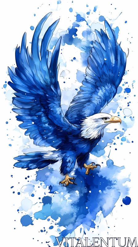 Vibrant Blue Eagle in Flight Art AI Image