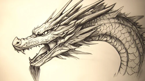 Monochrome Dragon Sketch Art