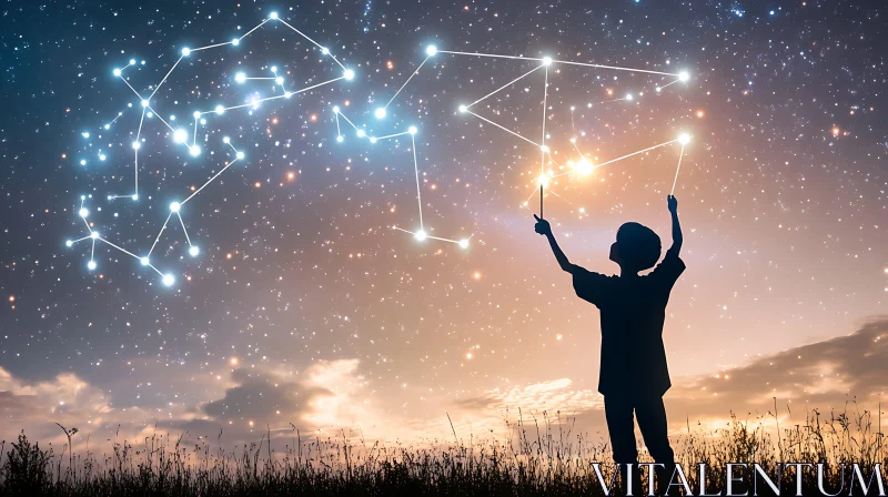 AI ART Stargazer's Dream: A Child and the Cosmos