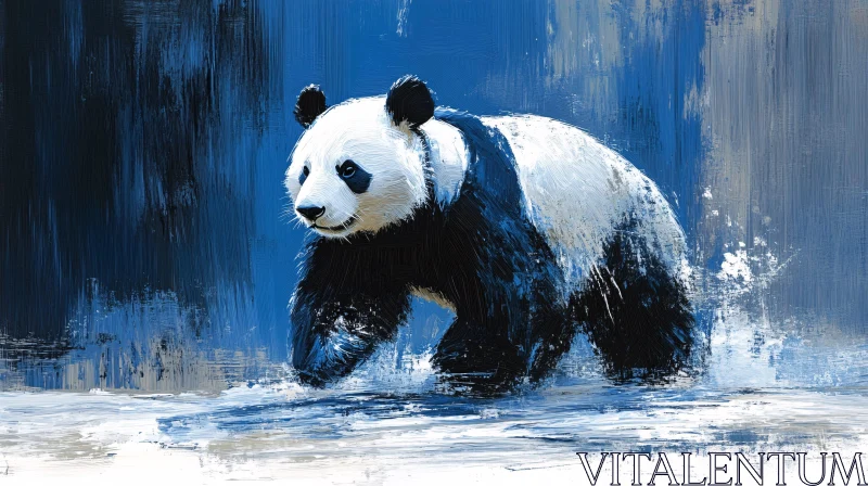 AI ART Panda Art in Blue Tones