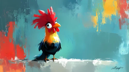 Colorful Cartoon Rooster Illustration