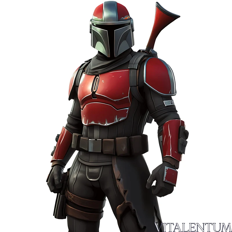 Red and Grey Armored Warrior AI Image