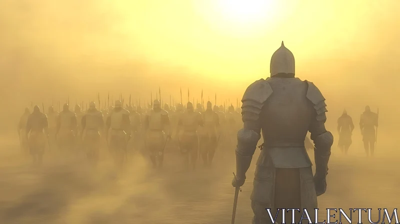 AI ART Phalanx of Warriors in Golden Light