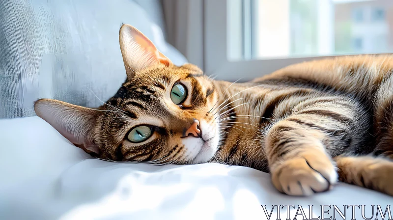 Resting Cat in Sunlit Room AI Image