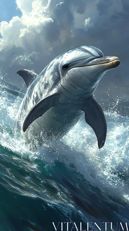 Graceful Dolphin in Action AI Image