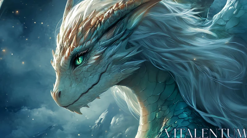 AI ART Ice Dragon Close-Up Digital Painting