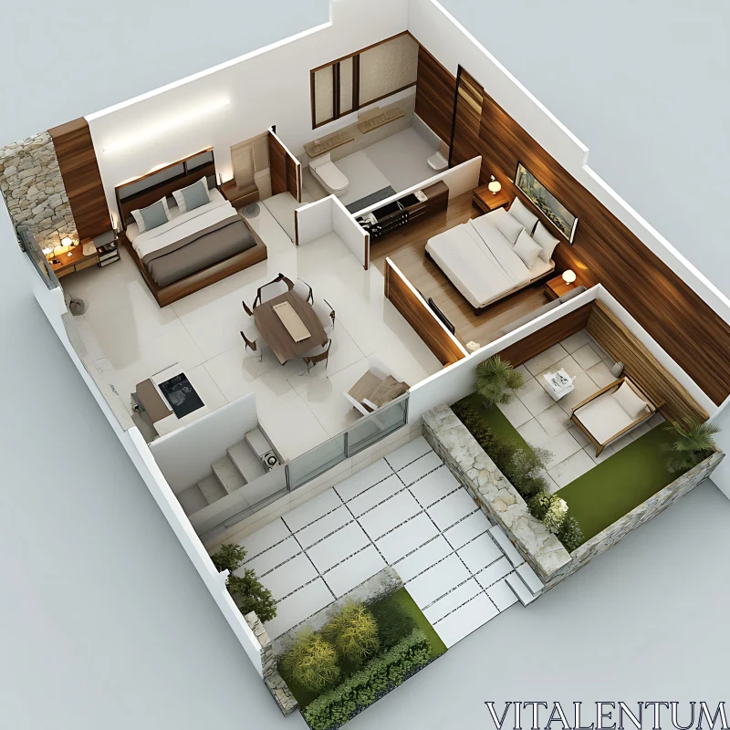 3D Rendering of Home Interior Layout AI Image