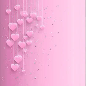 Romantic Pink Hearts on Strings