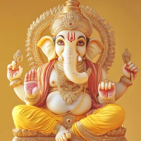 Ganesha Idol with Golden Ornaments