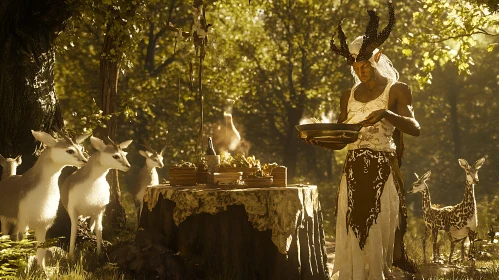 Woodland Banquet with Antlered Elf