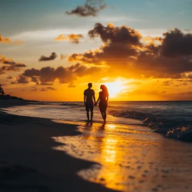 Silhouetted Couple at Sunset