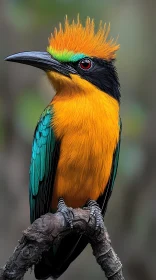 Vivid Orange-Crested Bird