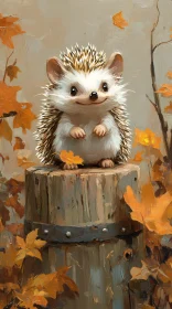 Cozy Autumn Hedgehog Scene