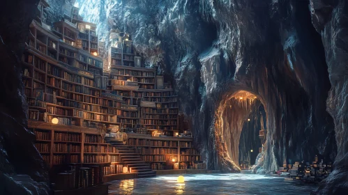 Hidden Library in Cave