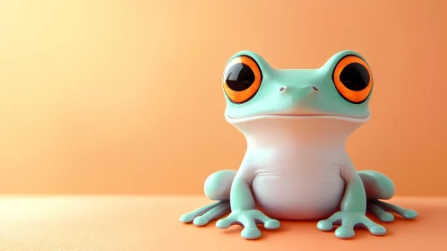 Colorful Frog on Orange Background