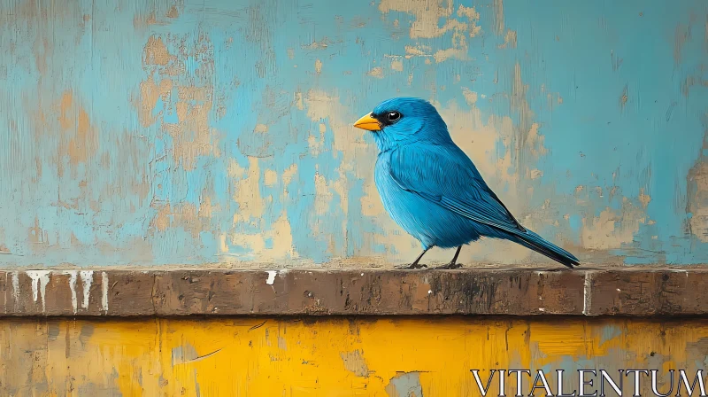 Bluebird Against a Vintage Backdrop AI Image