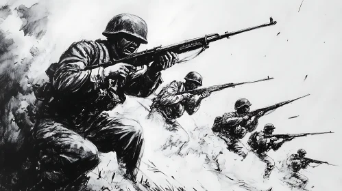 Black and White Military Advance