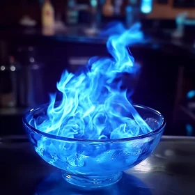 Blue Flames in Glass Bowl