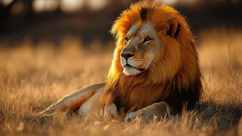 Regal Lion at Sunset