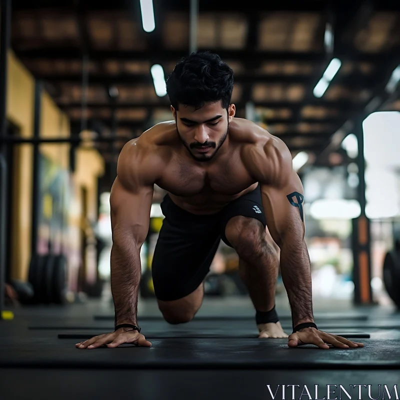 AI ART Muscular Man Prepares for Gym Workout