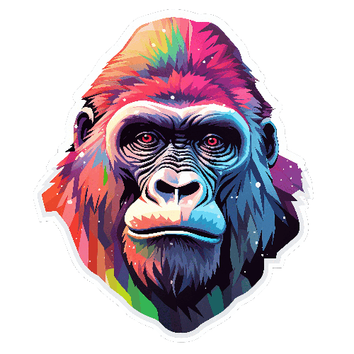 POD Design Colorful Gorilla Head in Pop Art Style | Animal Portrait