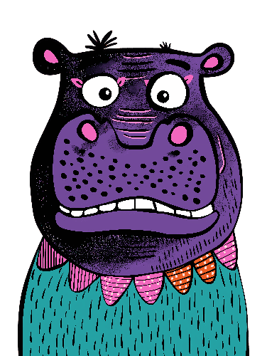 Cute Purple Hippopotamus Cartoon for T-Shirt Design POD Design