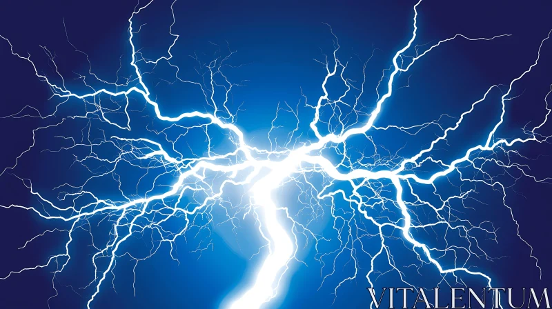 Electric Energy Display on Blue Backdrop AI Image