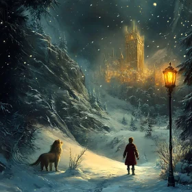 Snowy Path to the Glowing Castle