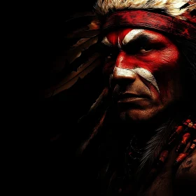 Indigenous Warrior's Face: A Portrait of Strength