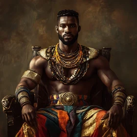 Majestic Man on Throne with Beads