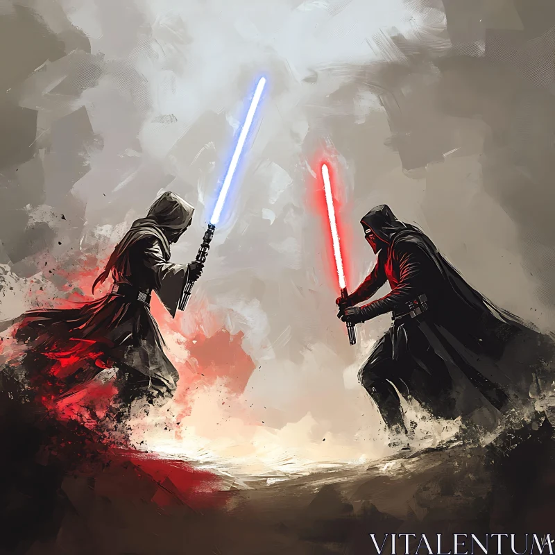 AI ART Sci-Fi Battle Scene with Light Sabers