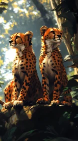Cheetah Pair in Sunlight