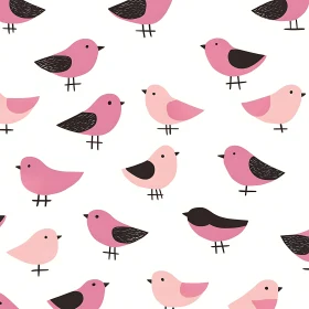 Stylized Bird Pattern on White Background