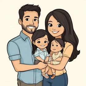 Wholesome Family Cartoon Illustration