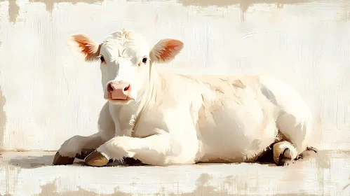 Serene Cow Art in Subtle Colors