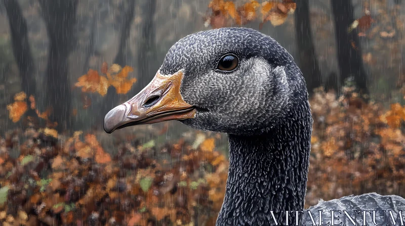 Wildlife Bird Portrait in Autumn Forest AI Image