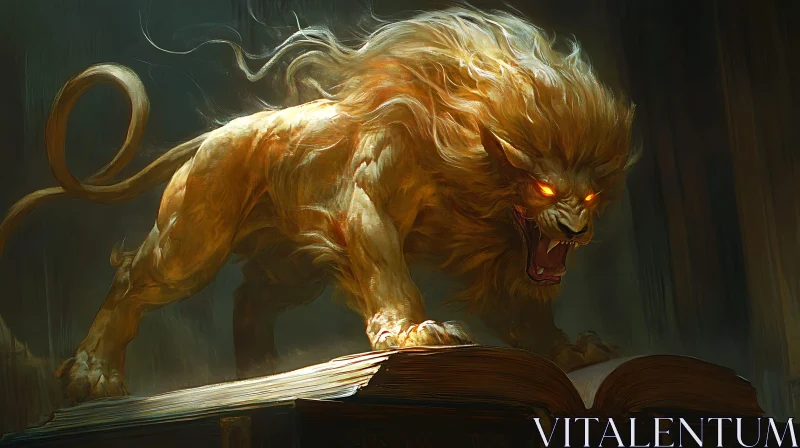 AI ART Fearsome Lion Creature Roaring