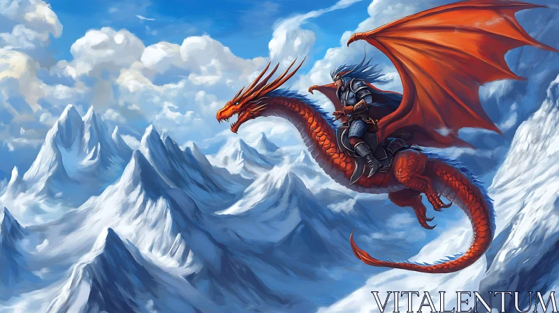 Soaring Dragon and the Mountain Rider AI Image