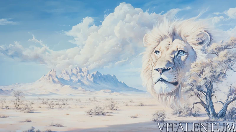 AI ART White Lion Portrait