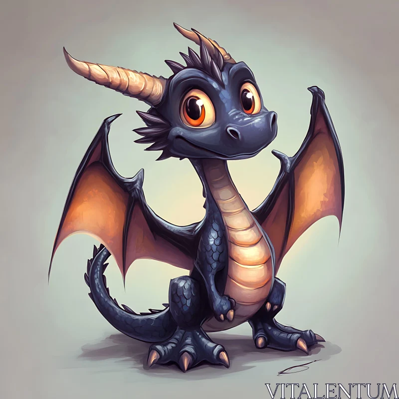 AI ART Friendly Dragon Cartoon Art