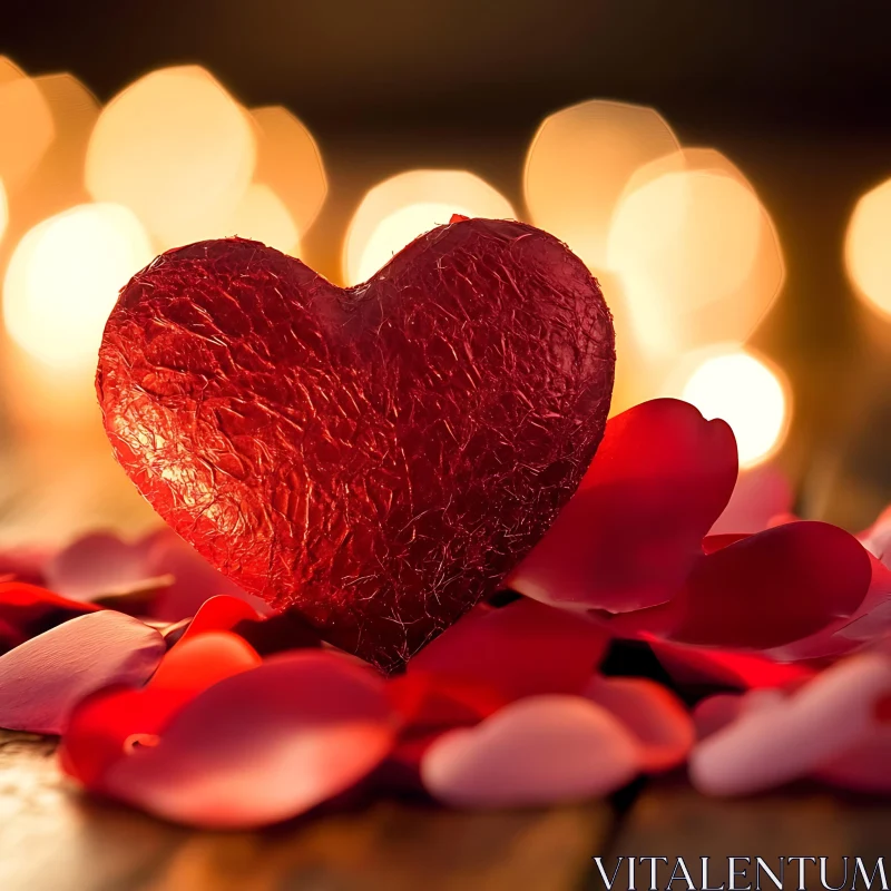 Romantic Heart with Rose Petals AI Image