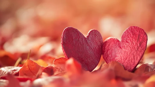 Two Hearts in Autumn Leaves